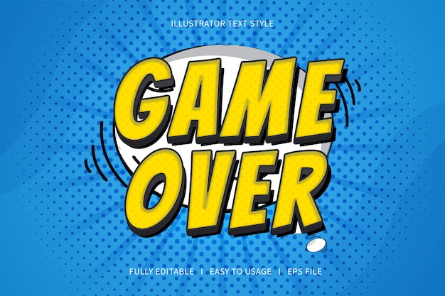 Game over, text style font effect  yellow gradation