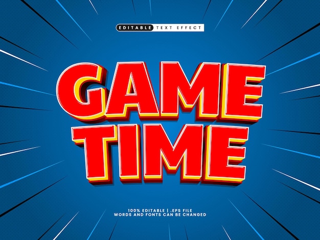 Время игры редактируемый текстовый эффект с игровым стилем игры