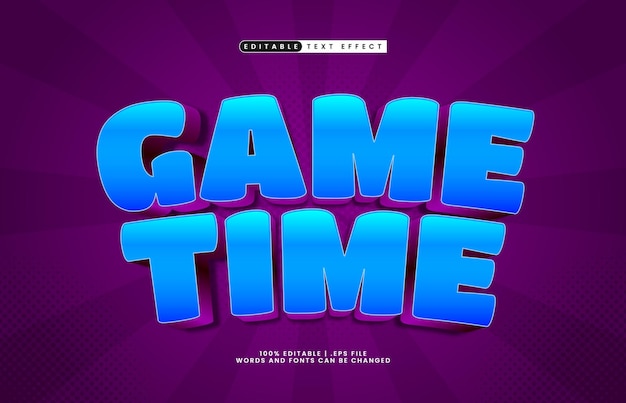 Время игры редактируемый текстовый эффект с игровым и игровым текстовым стилем