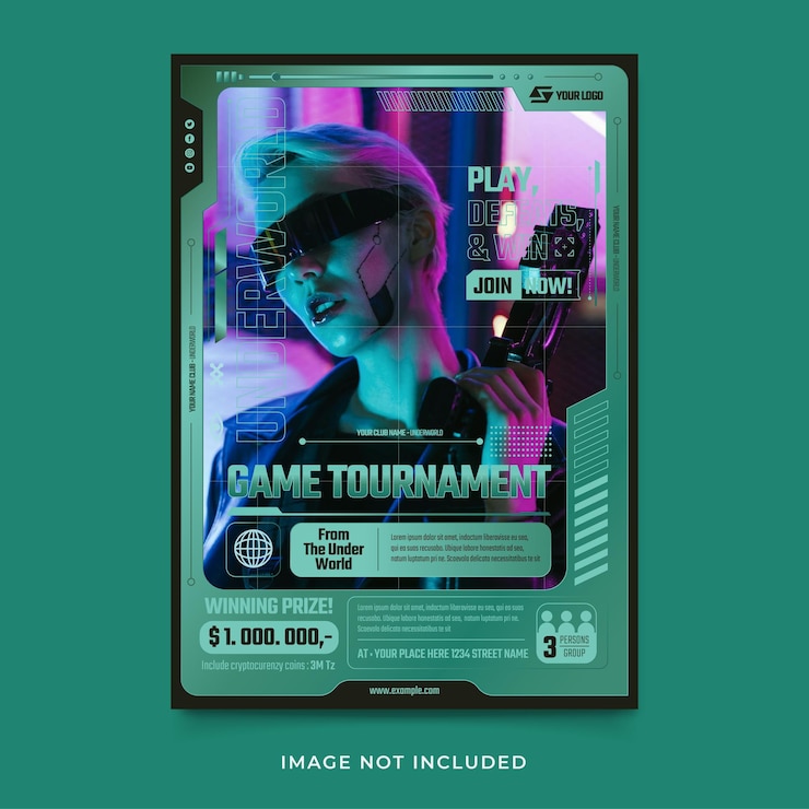 Vector game tournament flyer template