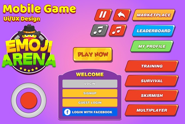 Game ui design en casual game ui kit en game art ui design en ui ux game elements premium vector
