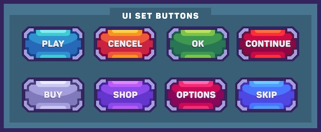 Vector game ui set buttons gui for creating 2d or 3d games vector it can be used in mobile web