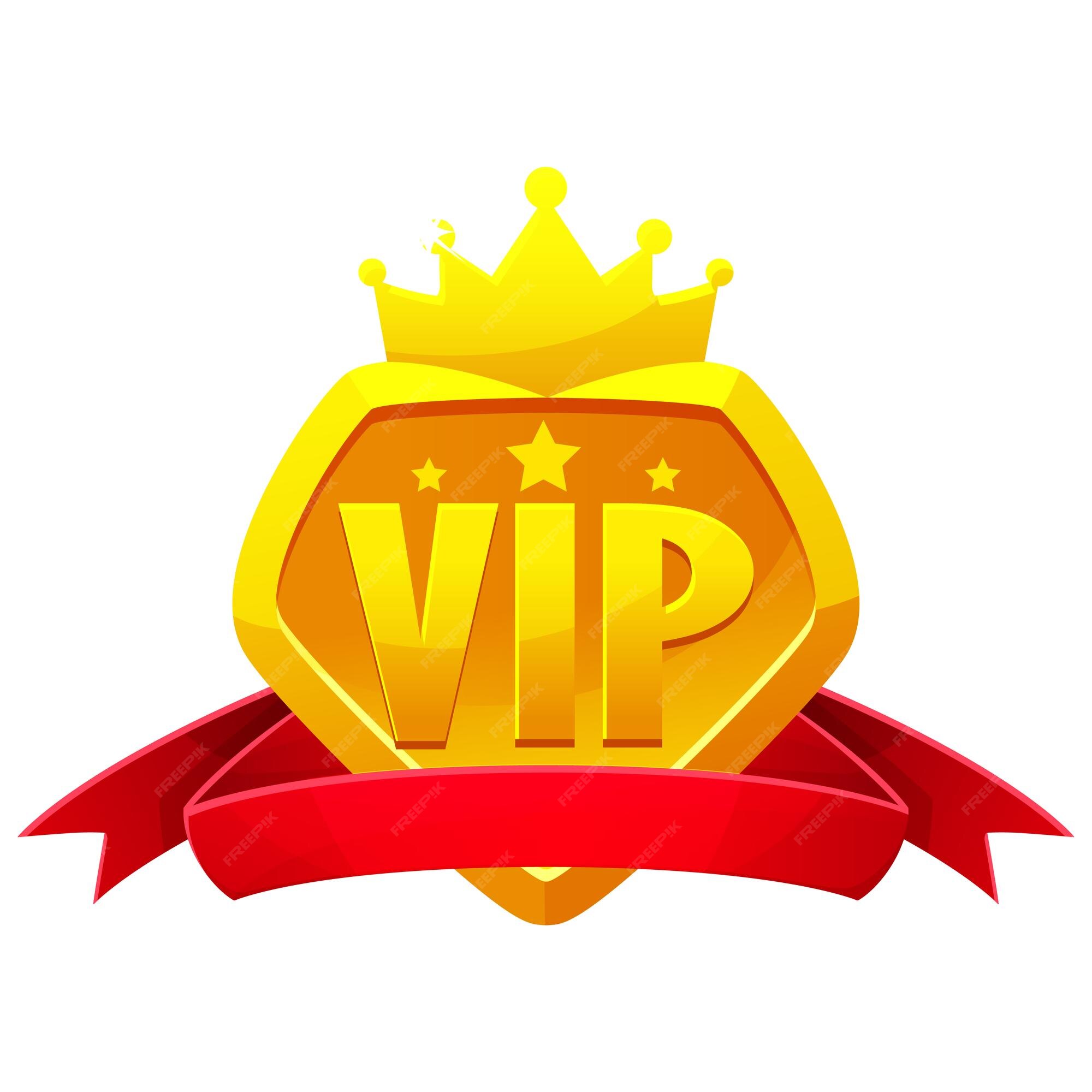 Premium Vector | Game ui vip con gold diamond with red ribbon vector design