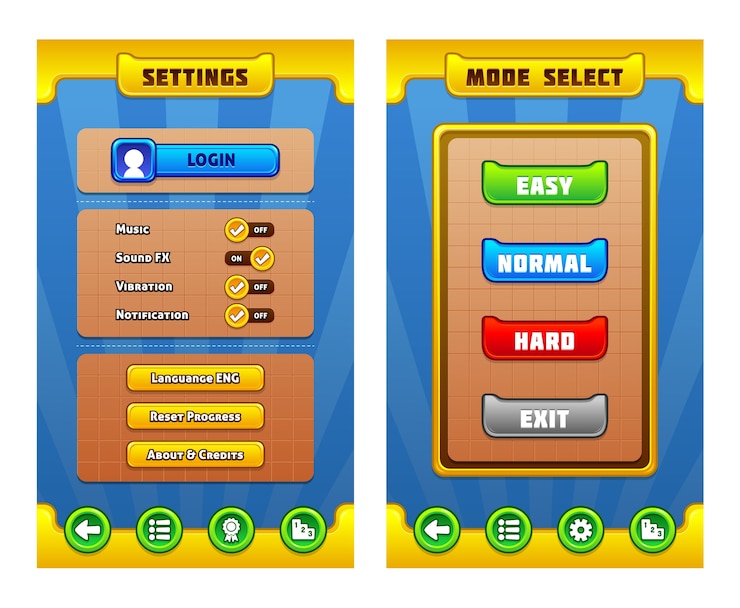 Vector game user interface templates