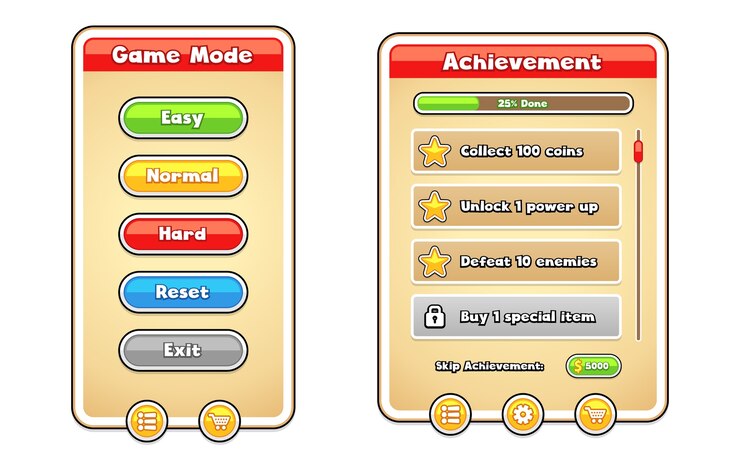 Vector game user interface templates