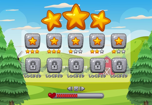 Vector game user interface with three stars