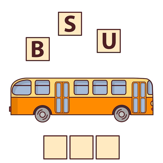 Game words puzzle school busEducation developing childRiddle for preschool