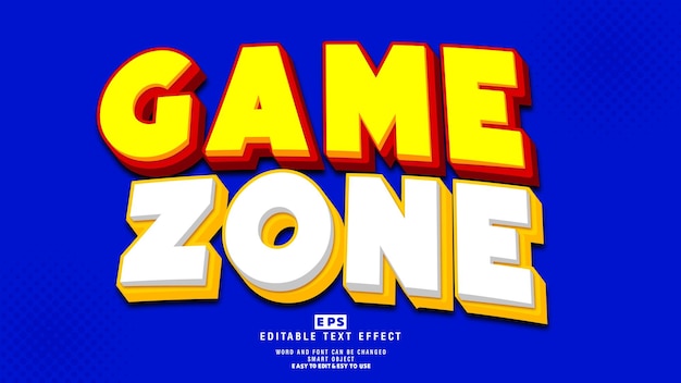 Game zone 3d bewerkbare teksteffectvector met achtergrond