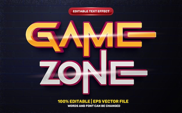 Vector game zone comic cartoon hero 3d editable text effect style