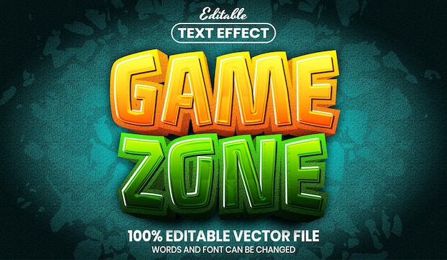 Game zone text, font style editable text effect