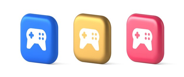 Gamepad controller virtuele gaming verbinding knop joystick joypad web app 3d realistische iconen