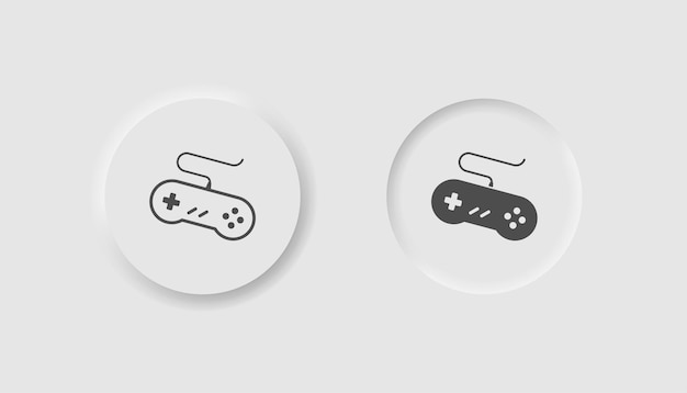 Gamepad icon in neumorphism style Icons for business white UI UX Vintage game console symbol Retro gaming game controller joystick Neumorphic style Vector illustration