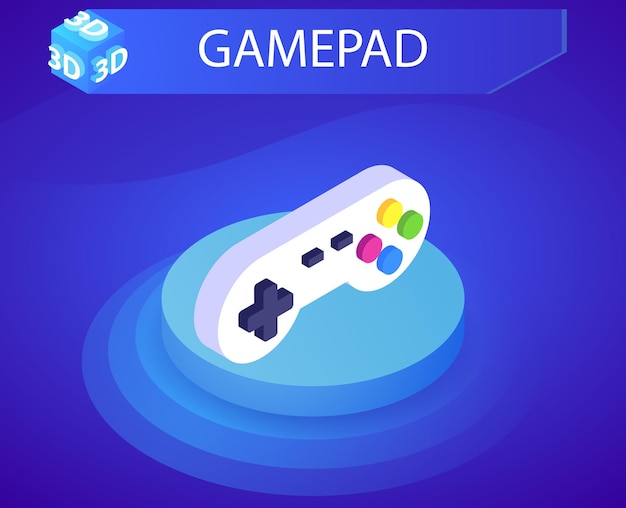 Icona del design isometrico del gamepad illustrazione web vettoriale concetto colorato 3d