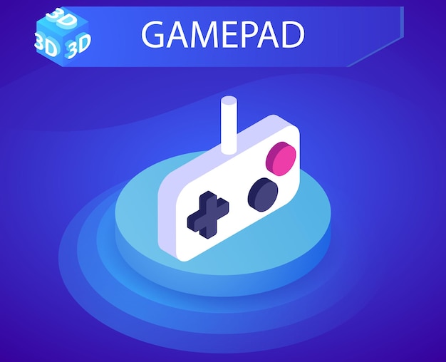 Gamepad isometrisch ontwerppictogram Vectorwebillustratie 3d kleurrijk concept