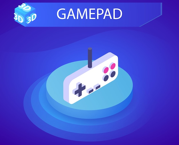 Gamepad isometrisch ontwerppictogram vectorwebillustratie 3d kleurrijk concept