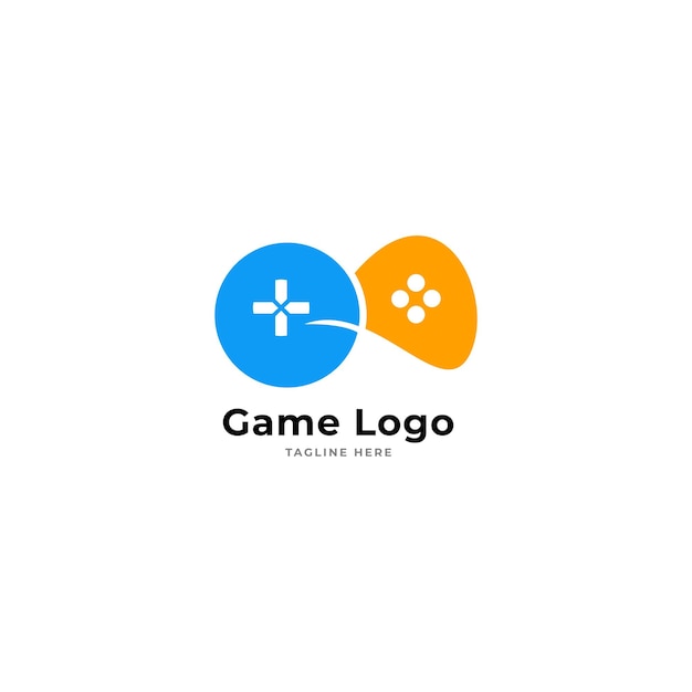 Gamepad joystick logo design vector modello stile spazio negativo riproduzione di videogiochi per computer