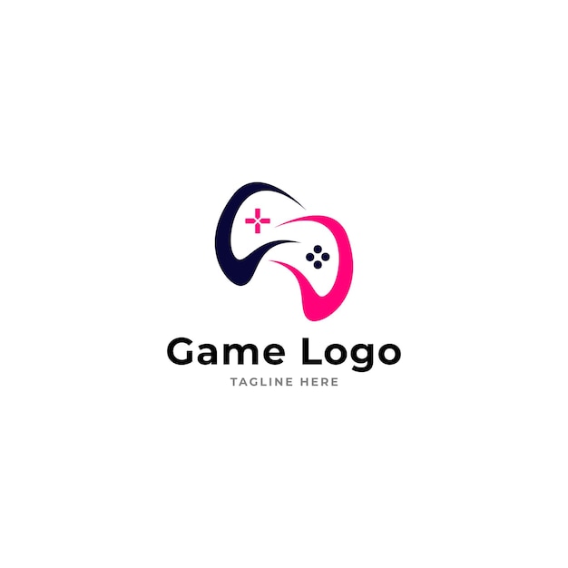 Vettore gamepad joystick logo design vector modello stile spazio negativo riproduzione di videogiochi per computer