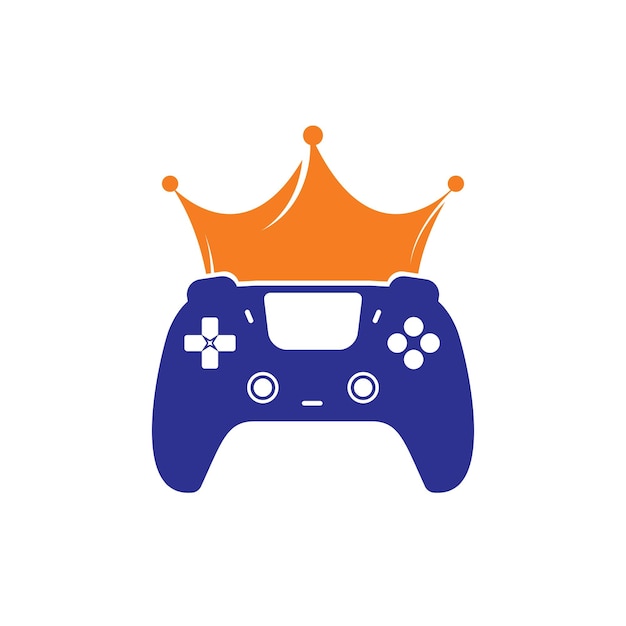 Gamepad met kroon vector pictogram logo-ontwerp