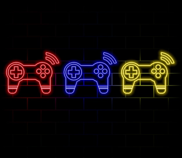 Gamepad neon bord helder bord licht banner Game joystick logo neon embleem Vector illustratieb