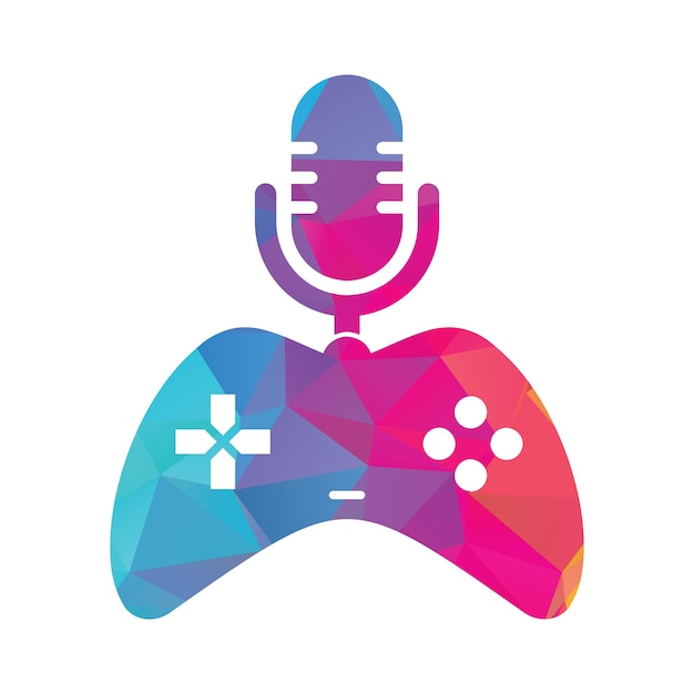 Gamepad and podcast logo design template