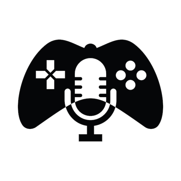 Modello di design del logo del gamepad e del podcast