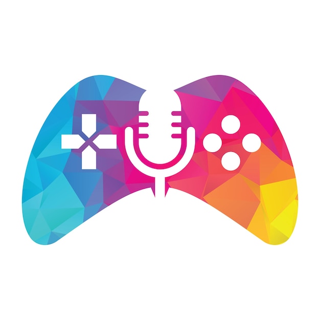 Gamepad and podcast logo design template