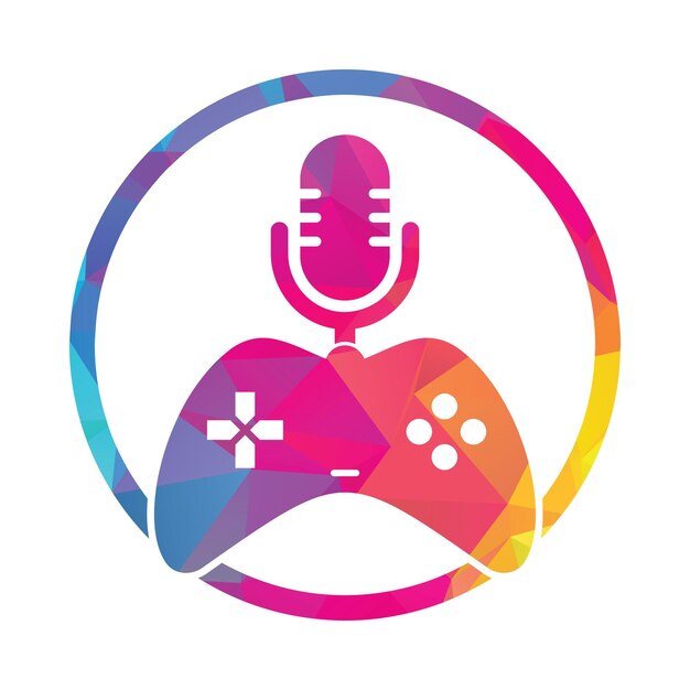 Gamepad and podcast logo design template