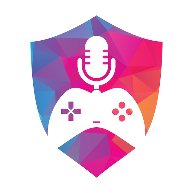 Gamepad and podcast logo design template