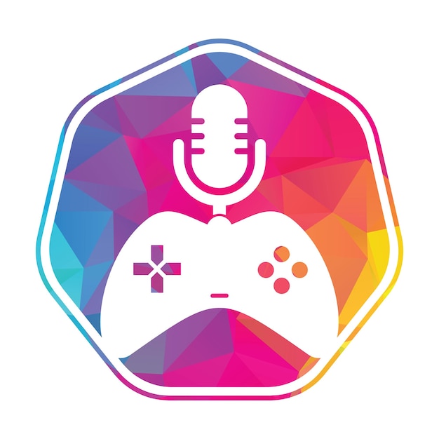 Vector gamepad and podcast logo design template