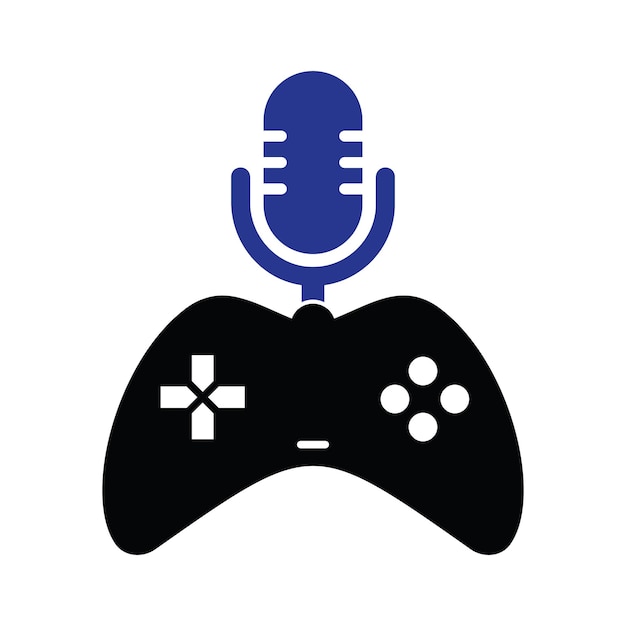 Gamepad and podcast logo design template