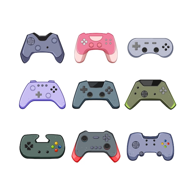 Gamepad set cartoon vector illustration