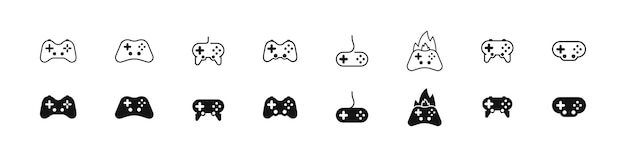 Vector gamepad vector outline and flat icons game controller device icon set