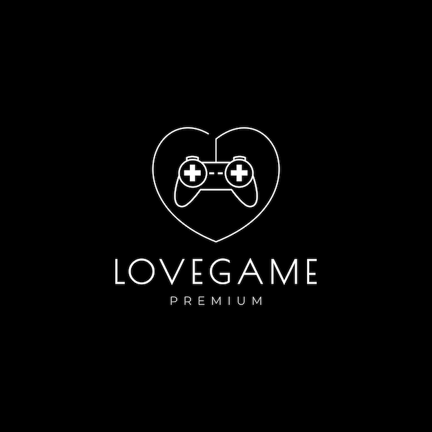 Vettore gamepad con design del logo dell'amore