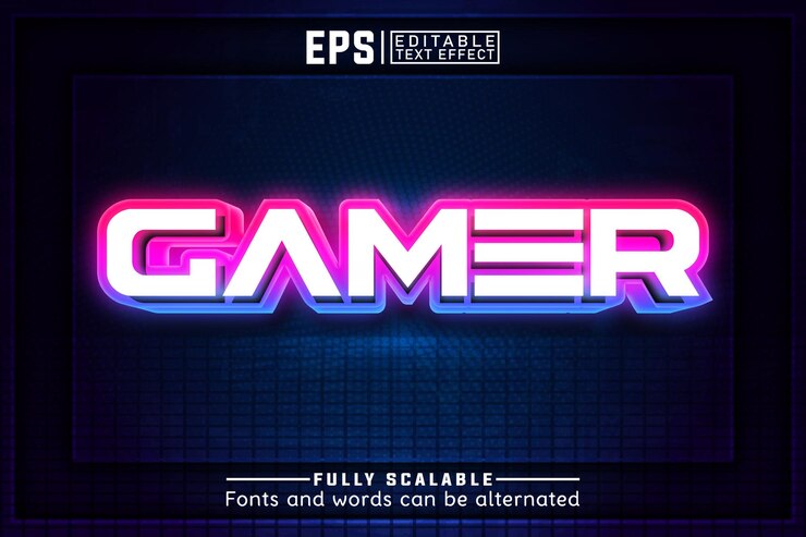 Vector gamer 3d bewerkbare tekst-effect