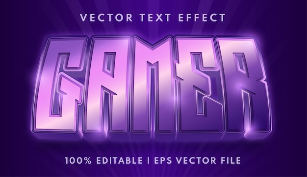 Vettore stile effetto testo modificabile incandescente del giocatore 3d