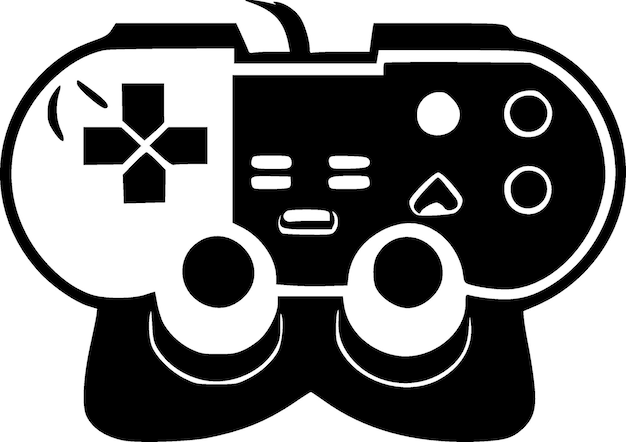 Gamer black and white isolated icon vector illustration