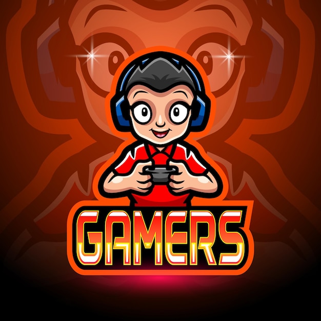 Gamer boy esport logo design mascotte