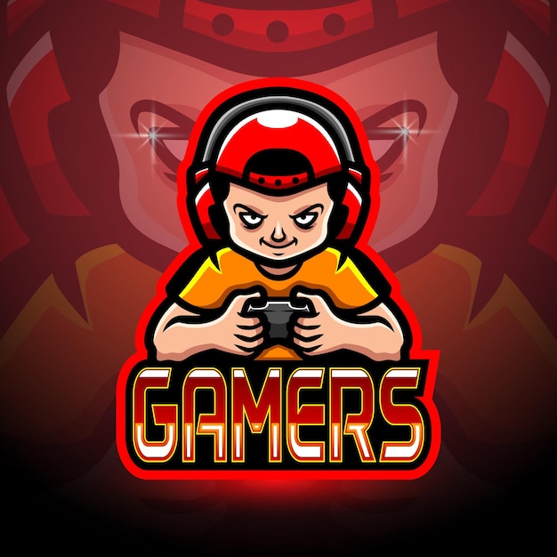 Gamer boy esport logo mascotte ontwerp