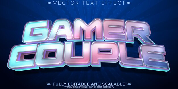 Vector gamer couple text effect editable game and love text style