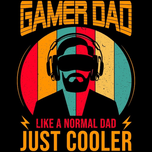 Vettore gamer papà come un normale papà è semplicemente più cool gaming tshirt design