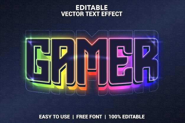 Gamer editable 3d text effect with background
