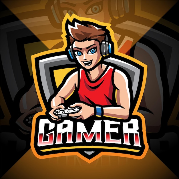 Gamer esport mascotte logo ontwerp