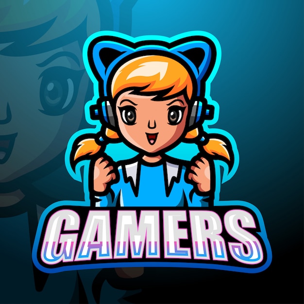 Gamer girl mascot esport illustration