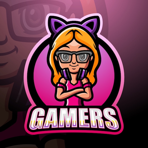 Gamer girl mascot esport illustration