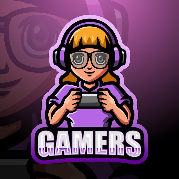 Gamer girl mascot esport illustration