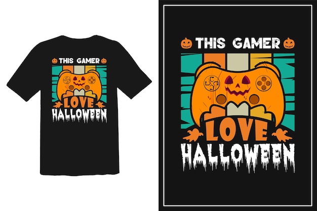 Vector gamer halloween t-shirt design