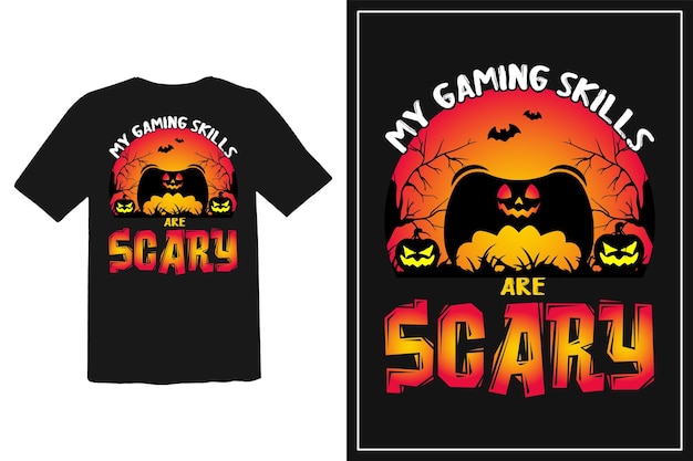 Vector gamer halloween t-shirt design