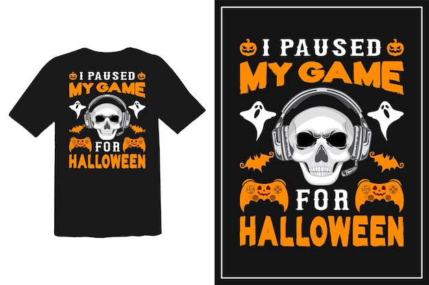 Vector gamer halloween t-shirt design