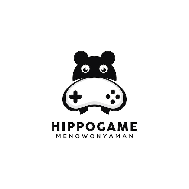 Gamer hippo logo design template