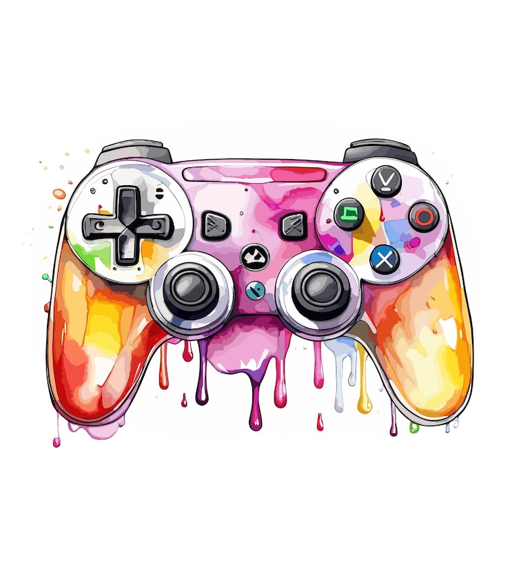 Vector gamer joypad console controller gamepad aquarel splash vector illustratie tshirt behang